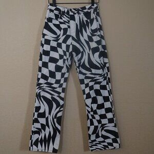 Jaded Man X Curly Fry 70s Checkerboard print Relaxed Fit Jeans Button Fly 28